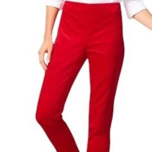 Talbots Chatham Velveteen Red Ankle Pant Size Zip EUC Size 12